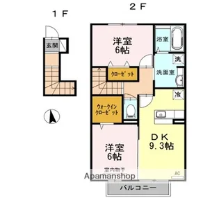 カーサアリエッタB棟【2階】の間取り