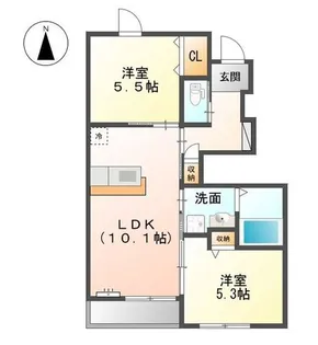 メゾン ラフィネB棟【1階】の間取り