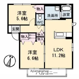 ツインズK.KⅠ【2階】の間取り