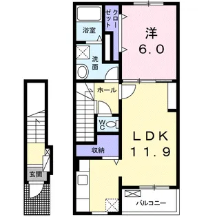 ロベルタⅡ【2階】の間取り