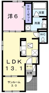 シャトー・ドゥ・ボヌールA【1階】の間取り