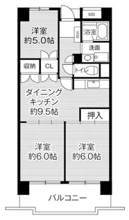 ビレッジハウス高美が丘タワー1号棟【12階】の間取り