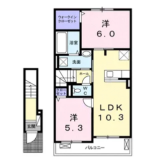 アジュールB【2階】の間取り