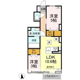 D−ROOM八本松東【1階】の間取り
