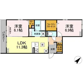 プレミア西条中央A棟【2階】の間取り