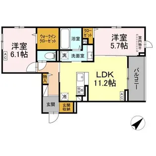 プレミア西条中央B棟【2階】の間取り