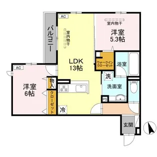 WISTERIA寺家【2階】の間取り