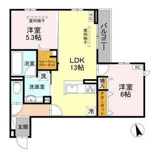 WISTERIA寺家【3階】の間取り