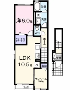 プラシード カーサ B【2階】の間取り