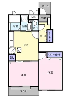 インテリオールB【1階】の間取り