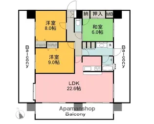 ロイヤルヒルズ白島【13階】の間取り