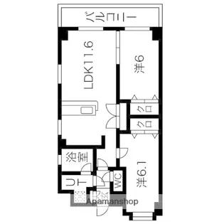 2LDKの間取り画像