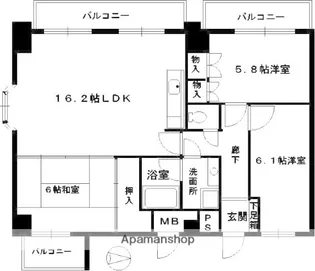ライオンズマンション京橋川公園【7階】の間取り