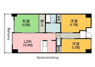 フォーラム牛田南【6階】の間取り