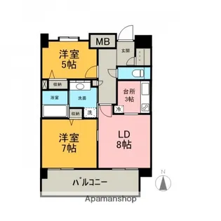 シャトー広島【14階】の間取り