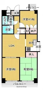 ライオンズマンション京橋川【2階】の間取り