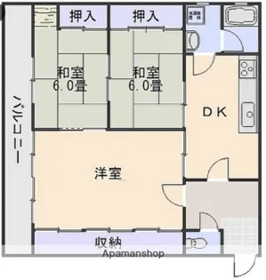 エステート庚午【5階】の間取り
