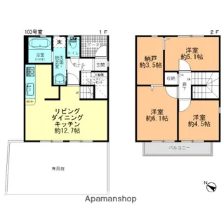 広島県広島市安佐南区長束1丁目【テラスハウス】の間取り