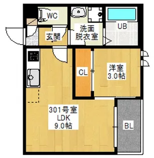 広島県広島市南区宇品御幸2丁目【アパート】の間取り
