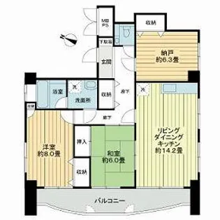 グランドールアサヒ【0202号室】の間取り