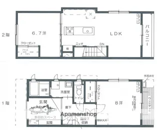 広島県広島市南区南大河町【テラスハウス】の間取り