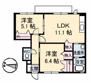 ラフォーレくるめ木【1階】の間取り