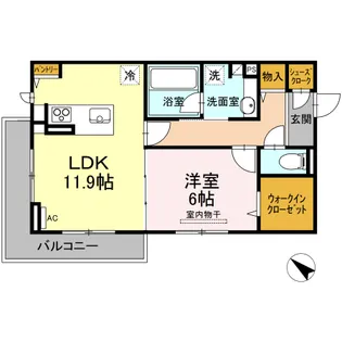 サリオス庚午北【3階】の間取り