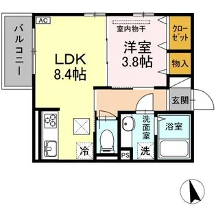 メルベーユ西原【1階】の間取り