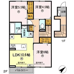 クレール鳥【2階】の間取り