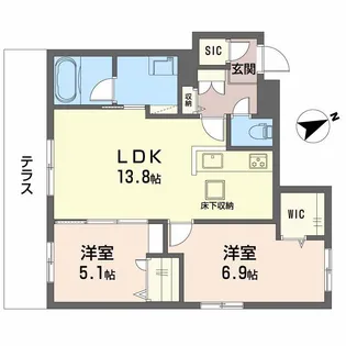 ADONIS長束【1階】の間取り