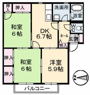 広島県安芸郡府中町石井城1丁目【アパート】の間取り