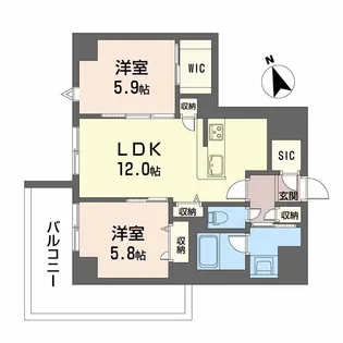 ラヴェール横川【8階】の間取り