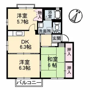 ソレイユ C棟【2階】の間取り