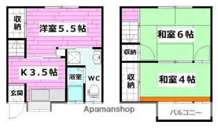 レント若草【1階】の間取り