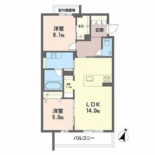 BALLOONFLOWER NORTH【2階】の間取り