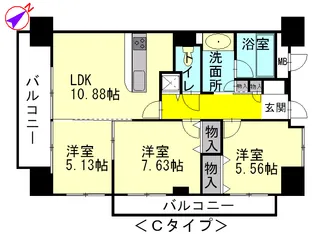 クレール牛田本町【6階】の間取り
