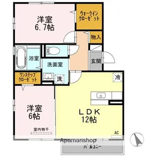リビングタウン西条東 A棟【2階】の間取り