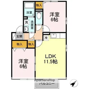 グランコートD棟【2階】の間取り