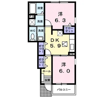 ハイデヒルズ黒瀬【1階】の間取り