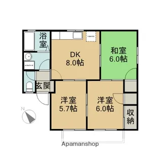 コーポ三ッ城【202号室】の間取り
