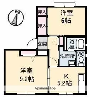 フレグランス竹原B【2階】の間取り
