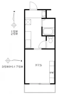 ユニヴェルシテクニヒロB【302号室号室】の間取り