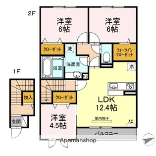 セジュール西条 B棟【202号室】の間取り