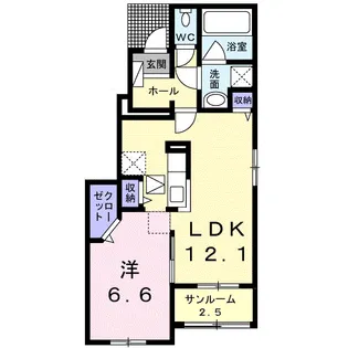 RIVERSIDE A【1階】の間取り