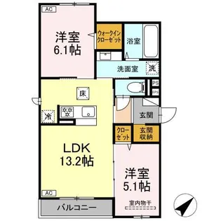 プレミア西条中央B棟【2階】の間取り