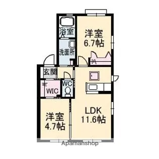 ハピネス西条E棟【1階】の間取り