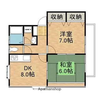 ヴィラージュ西本【2階】の間取り