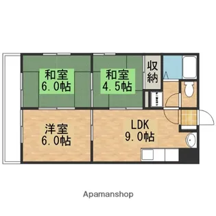 カーサ蟹原【4階】の間取り