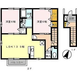 ローズコートHATAKA D棟【2階】の間取り