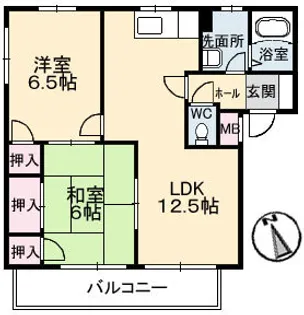 クローカス浜角壱番館【2階】の間取り